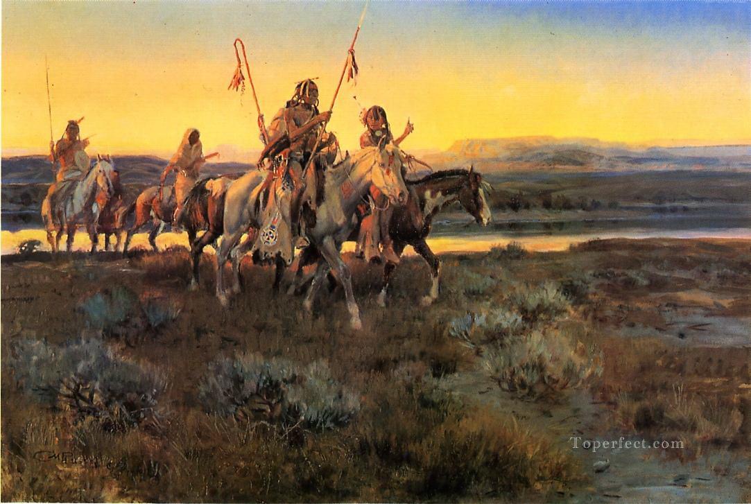 piegans 1918 Charles Marion Russell Indiens d’Amérique Peintures à l'huile